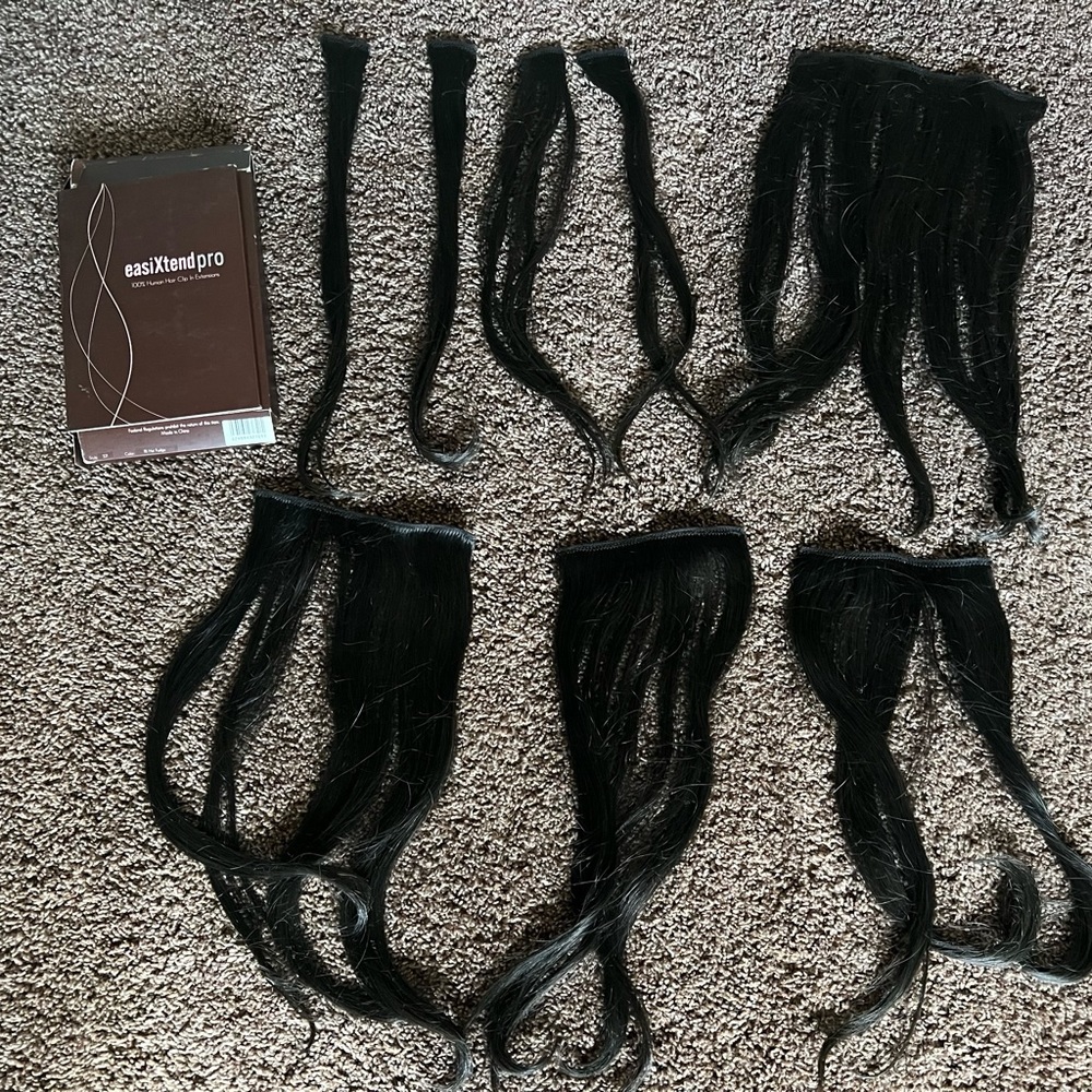 Easixtend Pro 8 Piece Human Hair Clip In Extensions In Color 1B Hot Fudge